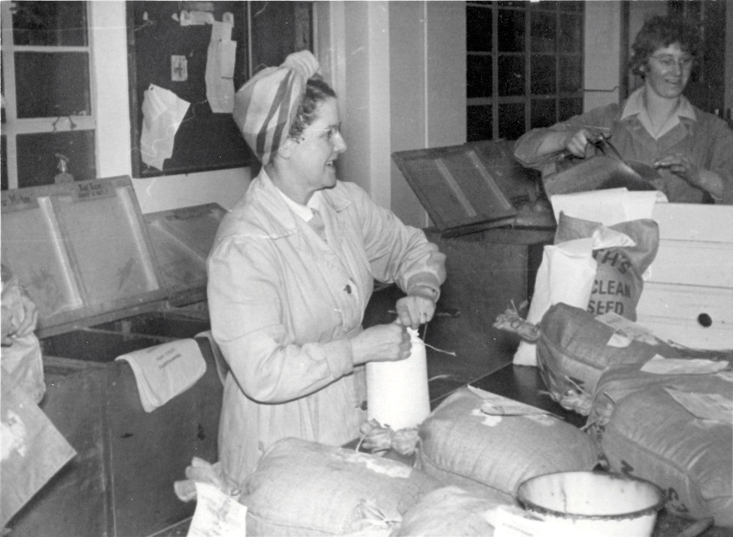 Trusted bird food since 1937 the Haith's bird seed packing room