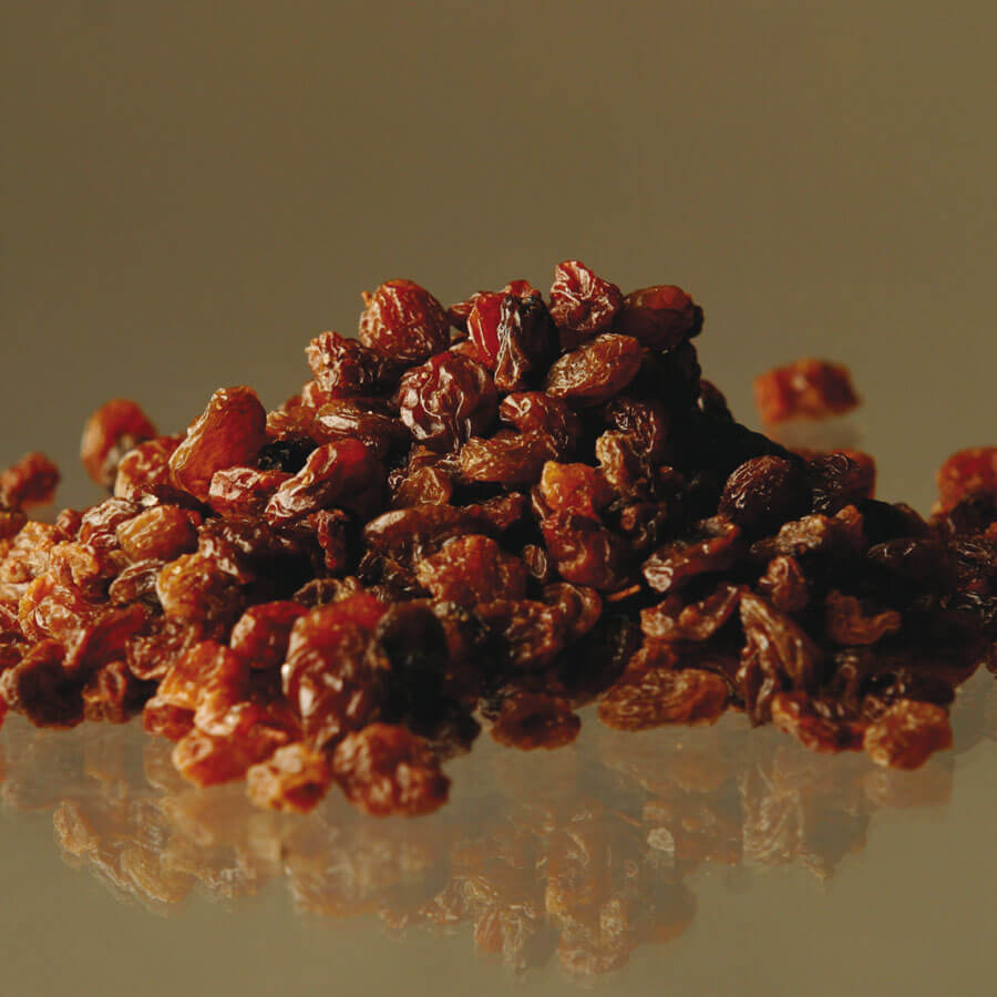 Shiny raisins, enjoyed by blackbirds and song thrushes.